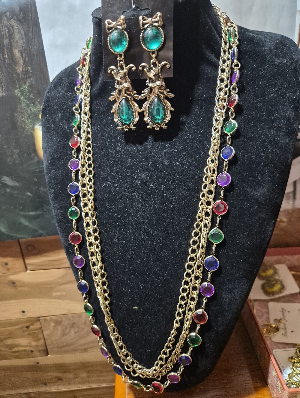 Vintage Gold  Multicolor Gem Chain